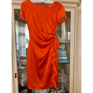 Blumarine Orange Mini Dress with Gold Embellishments Size 2